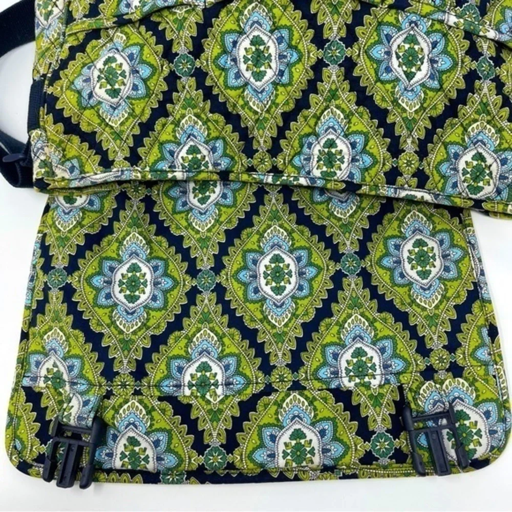 Vera Bradley Laptop Large Messenger Adjustable Wide‎ Strap Greens Blues White - Picture 8 of 14